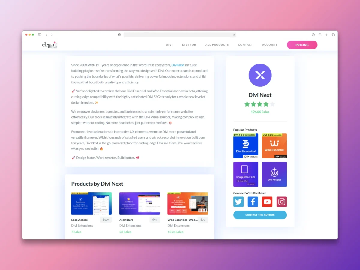 DiviNext ElegantThemes Marketplace Portfolio